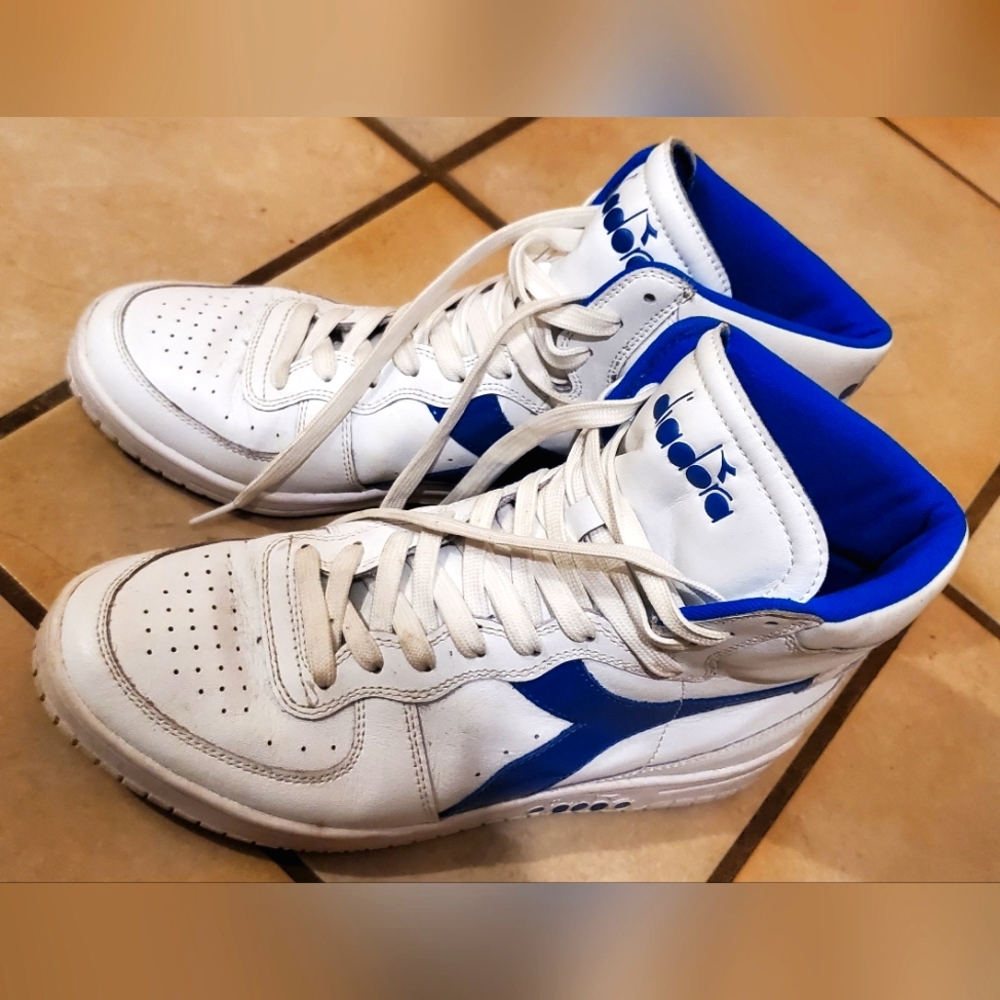 White-blue Diadora MI Basket high-tops sz. 8.5